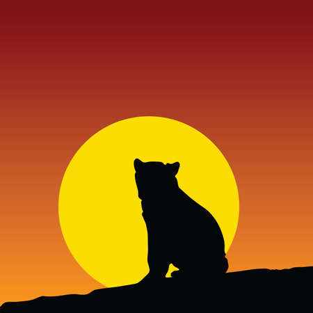 bear on the moonlight color vector silhouetteのイラスト素材