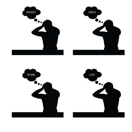 man with problem money black vector silhouetteのイラスト素材
