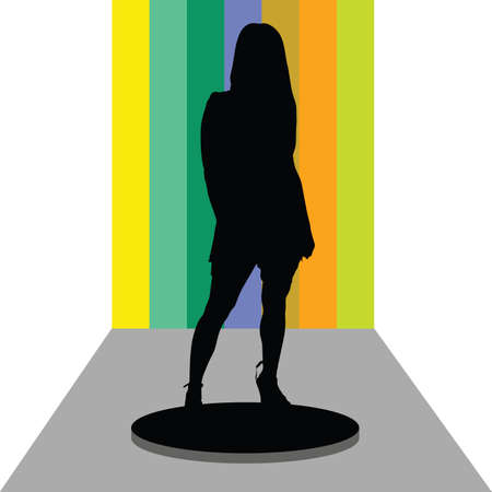 girl on stage vector in colorfulのイラスト素材