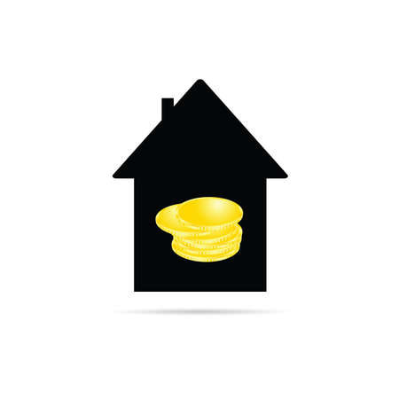 house with coin vector silhouetteのイラスト素材