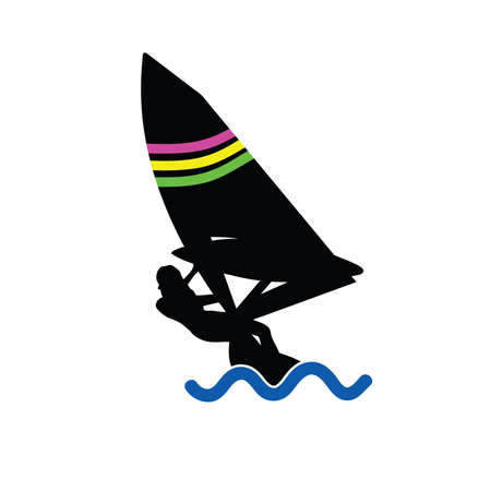 girl sailing on the sea vector in colorfulのイラスト素材