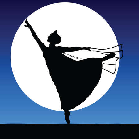 ballerina on a moonlight vector in colorfulのイラスト素材
