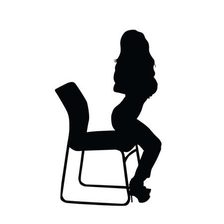 woman on chair black silhouetteのイラスト素材