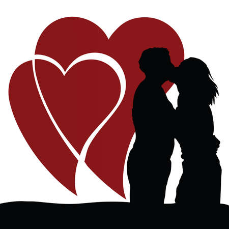 couple in love with heart red のイラスト素材
