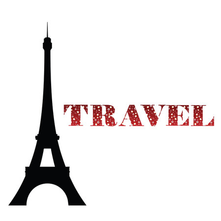 eiffel tower travel vector in colorfulのイラスト素材