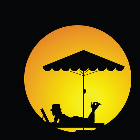 woman relax silhouette illustration in colorfulのイラスト素材