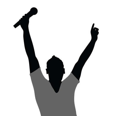 man singing illustration silhouetteのイラスト素材