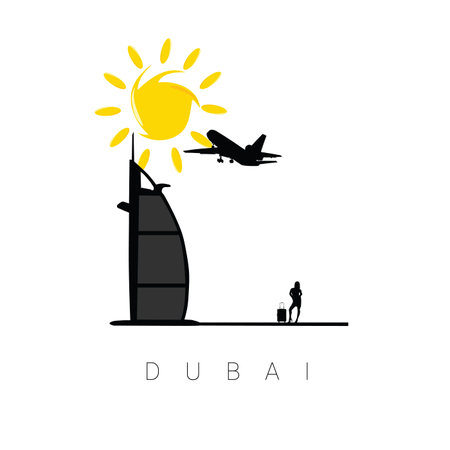 dubai icon travel paradise illustrationのイラスト素材