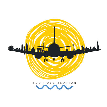 travel destination icon illustration in colorfulのイラスト素材