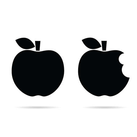 apple fruit two black illustrationのイラスト素材
