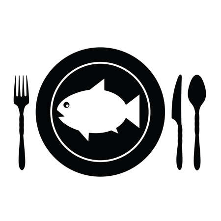 fish food on plate illustrationのイラスト素材