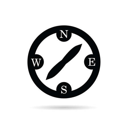 compass icon illustration in black and white colorのイラスト素材