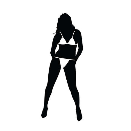 girl with bikini illustration silhouetteのイラスト素材