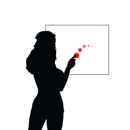 girl front the board illustration silhouetteのイラスト素材
