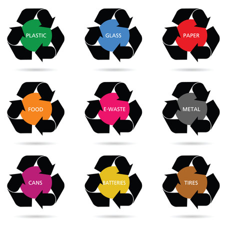 recycle sign set illustration in colorfulのイラスト素材