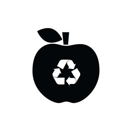recycle icon on apple black illustrationのイラスト素材