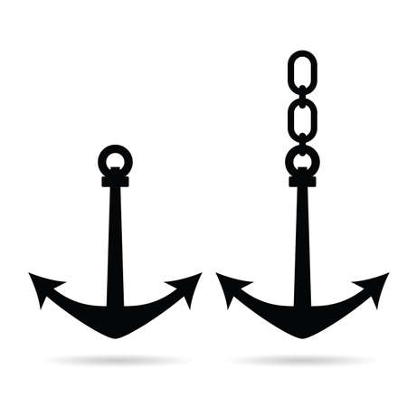 anchor icon set black color illustrationのイラスト素材
