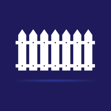 wooden fence white illustration on blue backgroundのイラスト素材