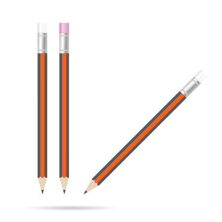 pencil with eraser set color illustration on white backgroundのイラスト素材