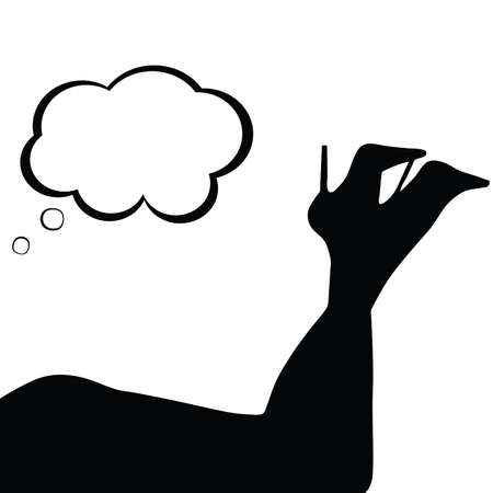 woman legs with speech bubble illustration in black colorのイラスト素材