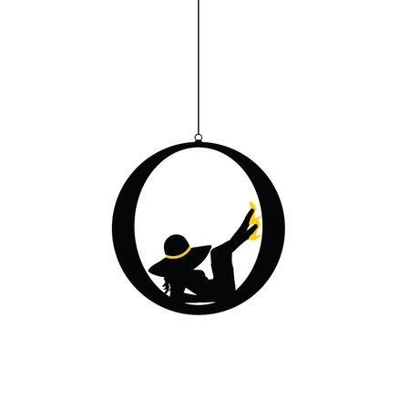 girl body with yellow hat silhouette illustration in black colorのイラスト素材