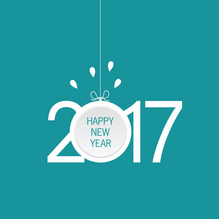happy new year 2017 icon in blue color illustrationのイラスト素材