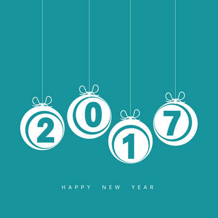 happy new year 2017 with christmas ball in blue color illustrationのイラスト素材