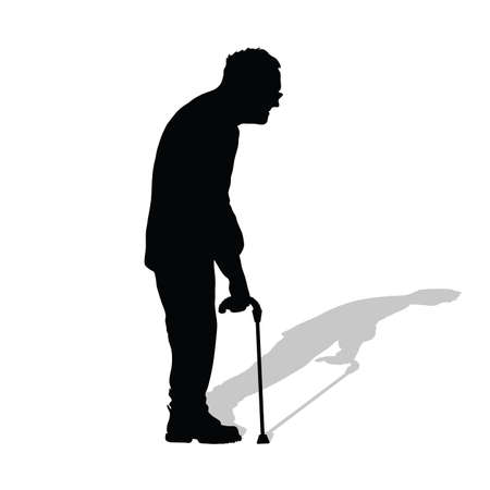 man old in black color illustration art on white backgroundのイラスト素材