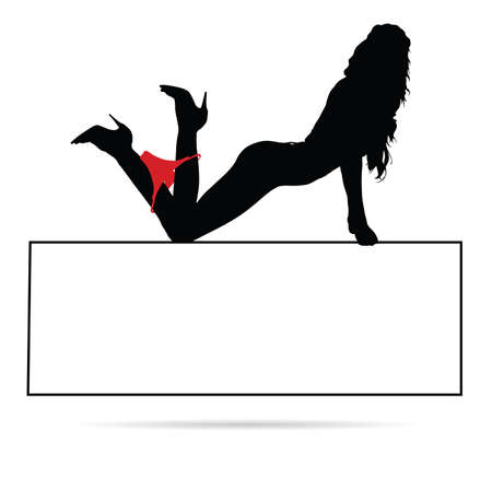 girl beauty set silhouette with card and red underwear illustrationのイラスト素材