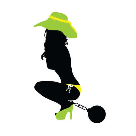 girl sensual silhouette color with prision ball design illustrationのイラスト素材