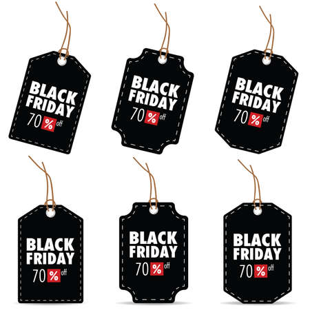 tag of black friday design set illustration on white backgroundのイラスト素材