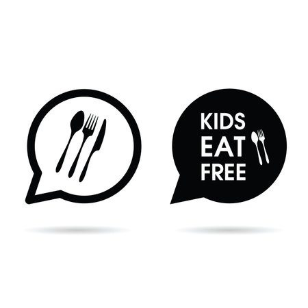 spech bubble with cutlery and plate utensils design art illustrationのイラスト素材