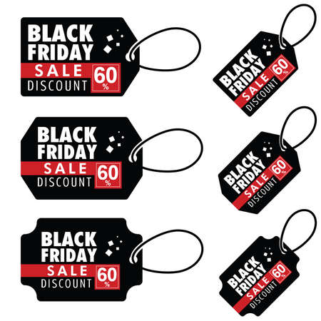 tag of black friday and discount sale set on it illustrationのイラスト素材