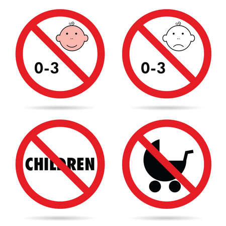 sign for children with baby head set in color illustrationのイラスト素材