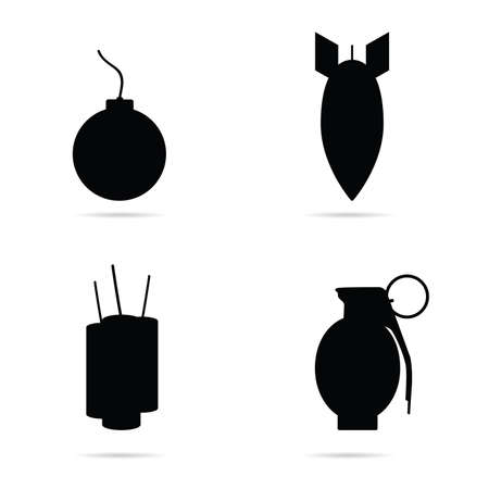 bomb set icon in black color art illustrationのイラスト素材