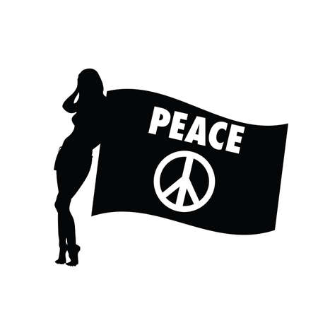 girl silhouette with transparent peace design illustrationのイラスト素材