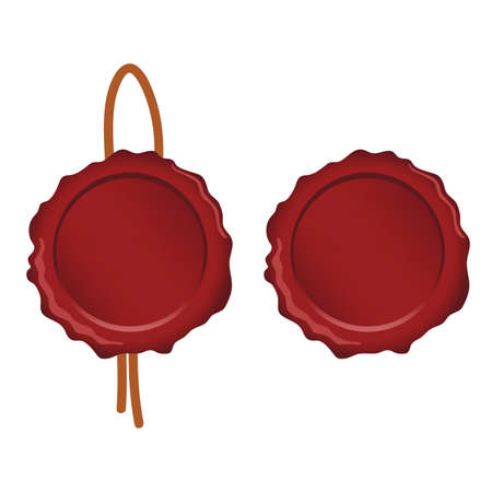 seal wax set in red color illustration art on white backgroundのイラスト素材