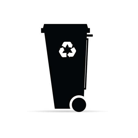 recycle trashcan in black color illustration on whiteのイラスト素材