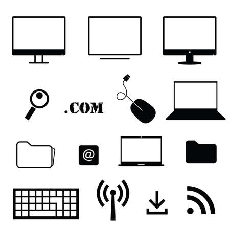computer icon technology set in black color art illustrationのイラスト素材