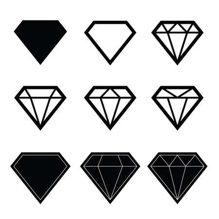 diamond set in black color illustration on white backgroundのイラスト素材