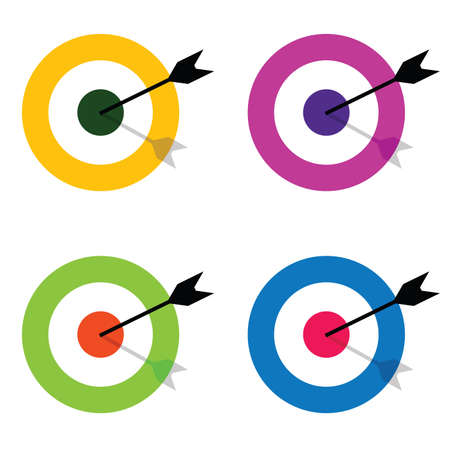 target with arrow center set illustration in colorfulのイラスト素材