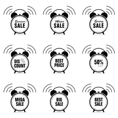 clock sale and best price on it set illustrationのイラスト素材