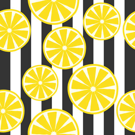 seamless pattern of yellow lemon with line background illustration in colorfulのイラスト素材