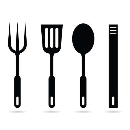 barbercue and grill vector silhouette on whiteのイラスト素材