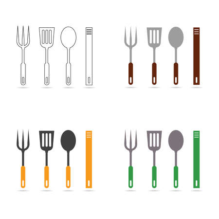 kitchen tool cooking illustration in colorfulのイラスト素材