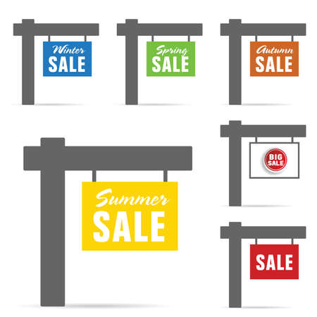 signboard of sale set illustration in colorfulのイラスト素材