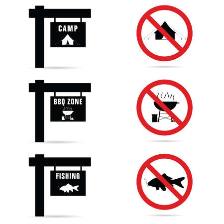 camping sign illustration in colorfulのイラスト素材