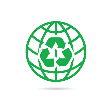 recycling symbol with green planet vector illustrationsのイラスト素材