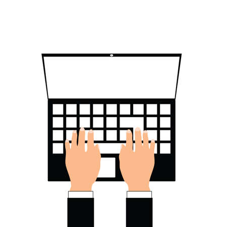 hands on laptop illustration in colorfulのイラスト素材
