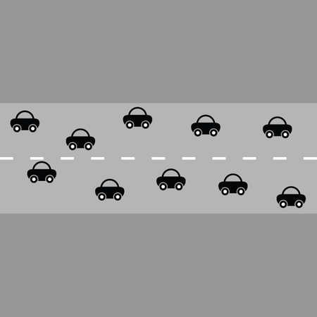 cars with road illustration on gray backgroundのイラスト素材